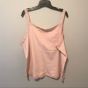 Light pink stretch cotton tank top with lace trim 22/24